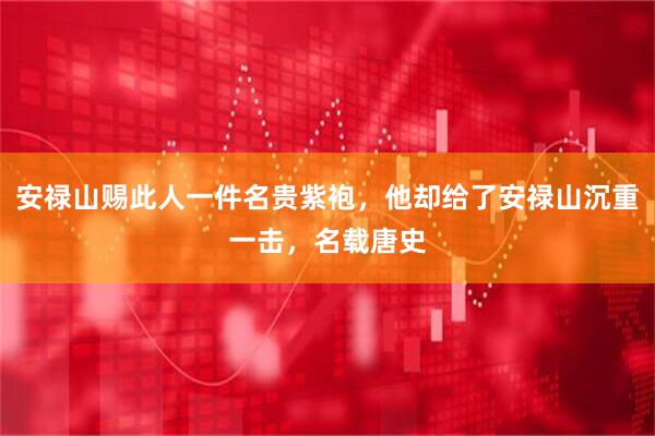 安禄山赐此人一件名贵紫袍，他却给了安禄山沉重一击，名载唐史